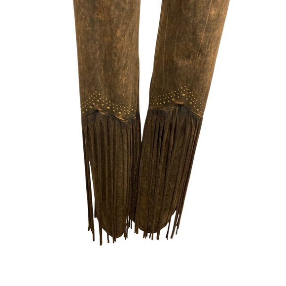 T Party Womens Brown Fringe Pants XL Western Style - Picture 3 of 7